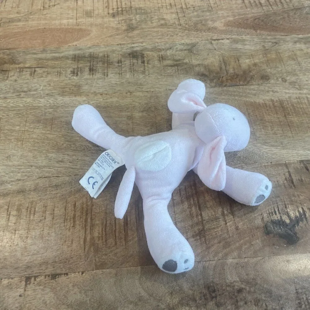 OBAIBI France Doudou Dog Puppy Pink White Lovey  SOFT TOY